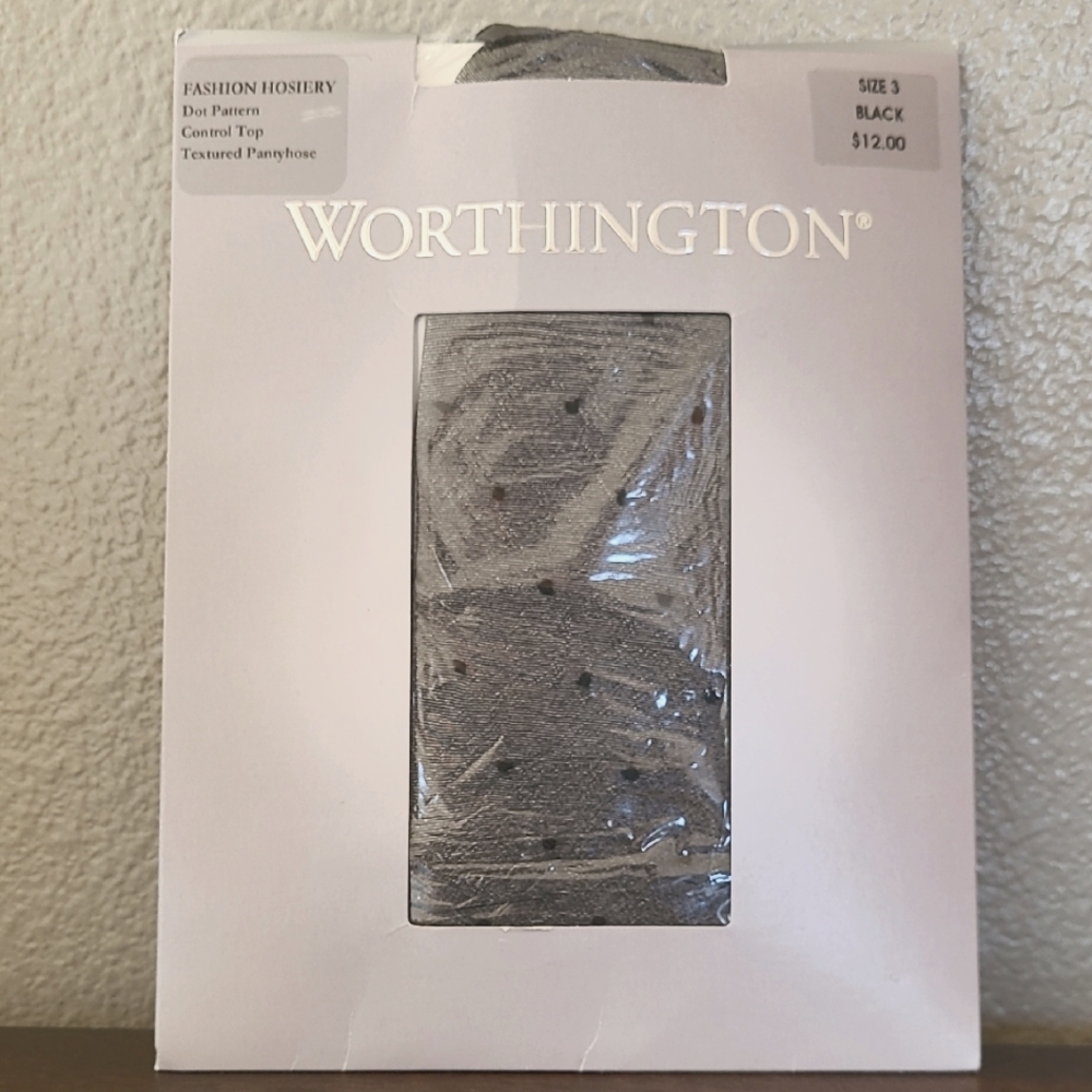 Worthington Black Stylish Pattern Pantyhose, WOMAN SIZE 3